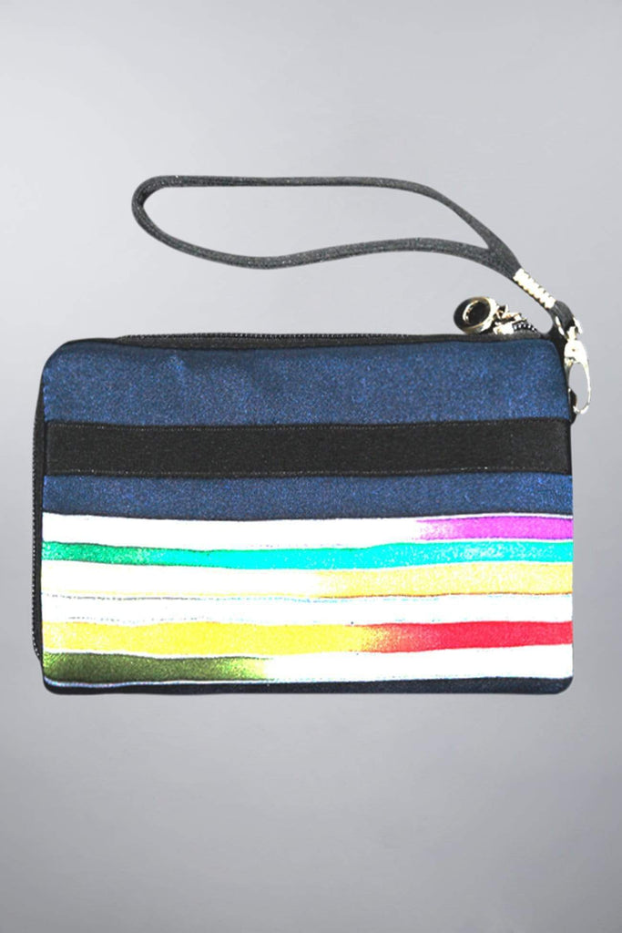Invisible World Strap Wallets Dark Blue Hand Painted Silk Strap Wall- Stripes