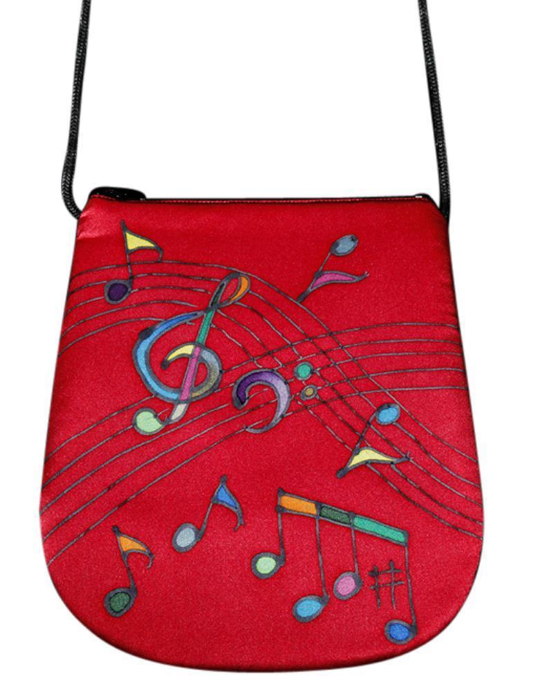 Invisible World Perfume Bags Hand Painted Silk Perfume Bag - Music Red