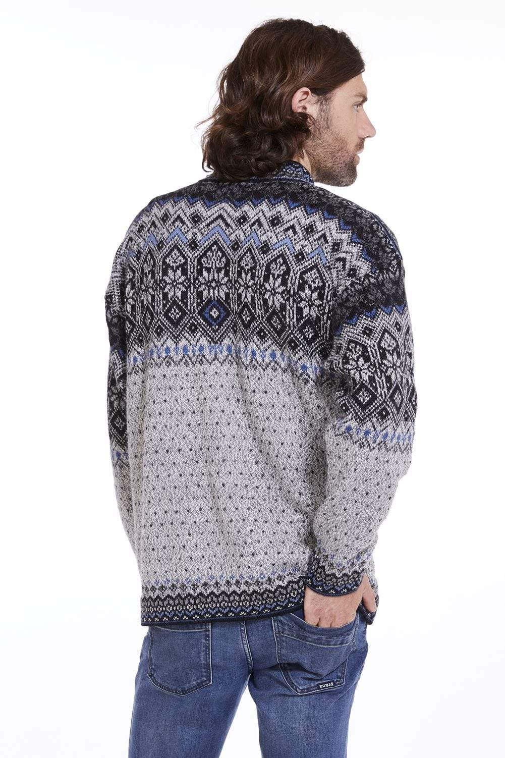 Sigurd Norwegian Sweater; Quarter-zip men's alpaca sweater 