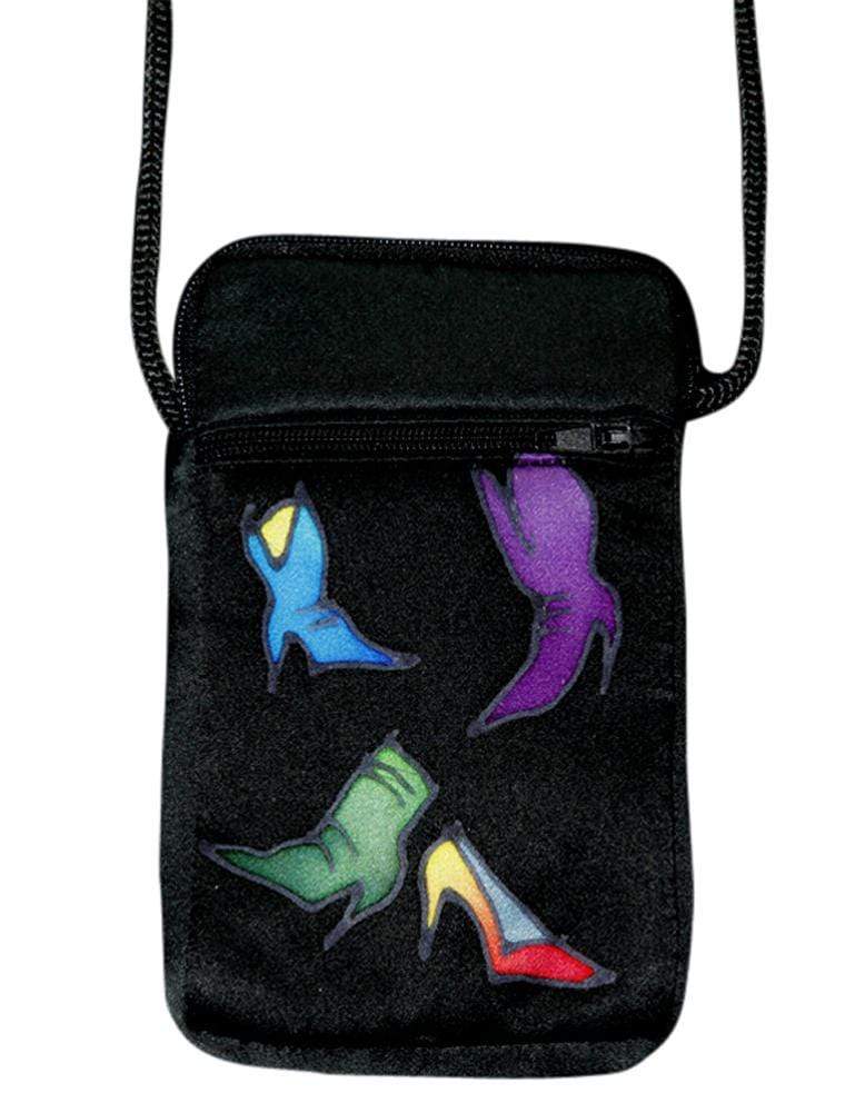 Invisible World Cell phone bag Black Hand-Painted Silk Cell Phone Mini-Purse - Boots