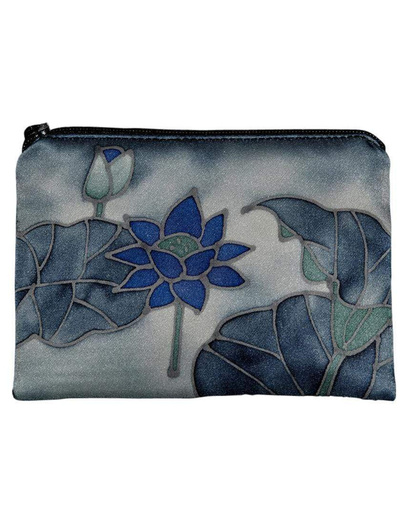 Invisible World Change Purse Hand-Painted Silk Change Purse - Blue Lotus