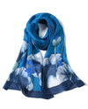 Invisible World Silk Scarves Long Hand Painted Silk Scarf - Blue Lotus