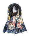 Invisible World Silk Scarves Long Hand Painted Silk Scarf - Blue Roses