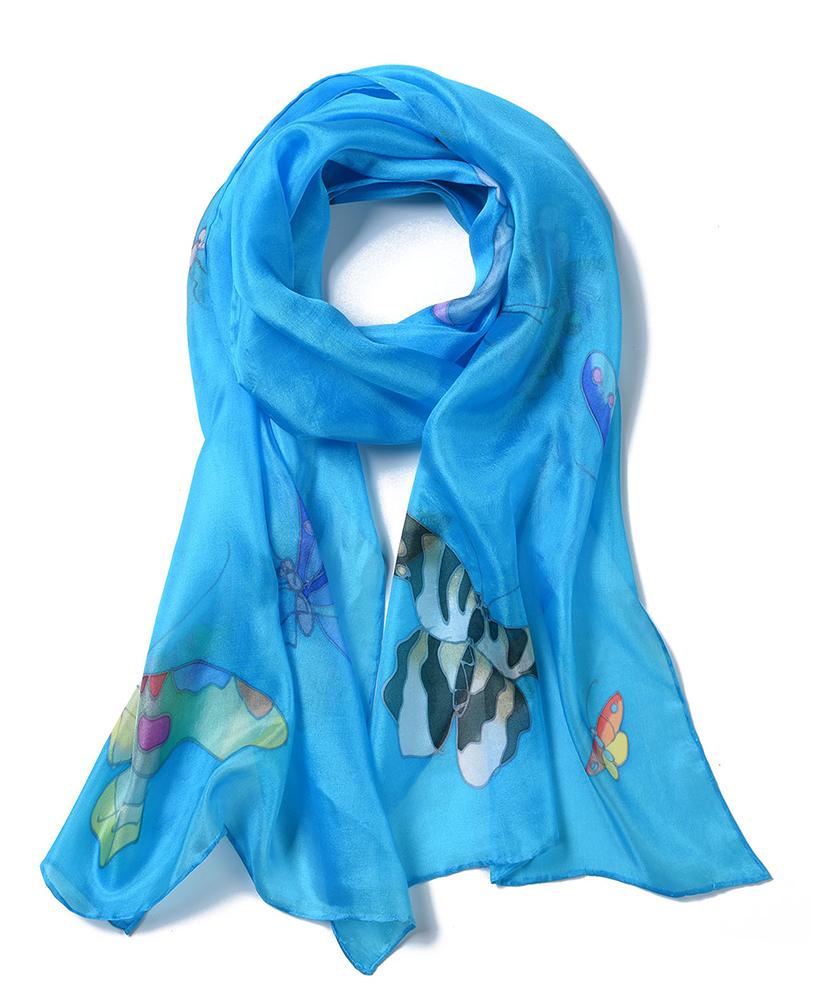 Blue Butterfly Cashmere/Silk scarf