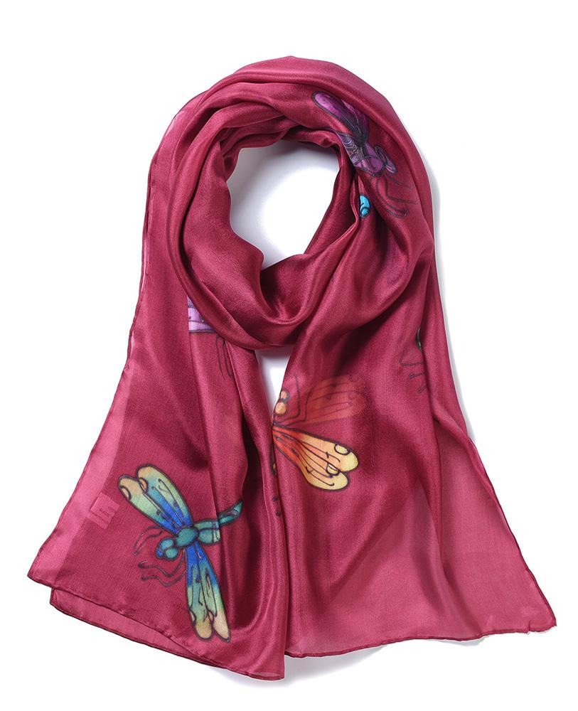 Invisible World Silk Scarves Long Hand Painted Silk Scarf - Dragonfly