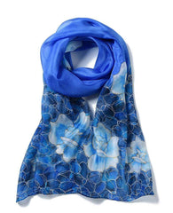 100% Silk Spanish Design Scarves (Blue Floral) – Melifluos