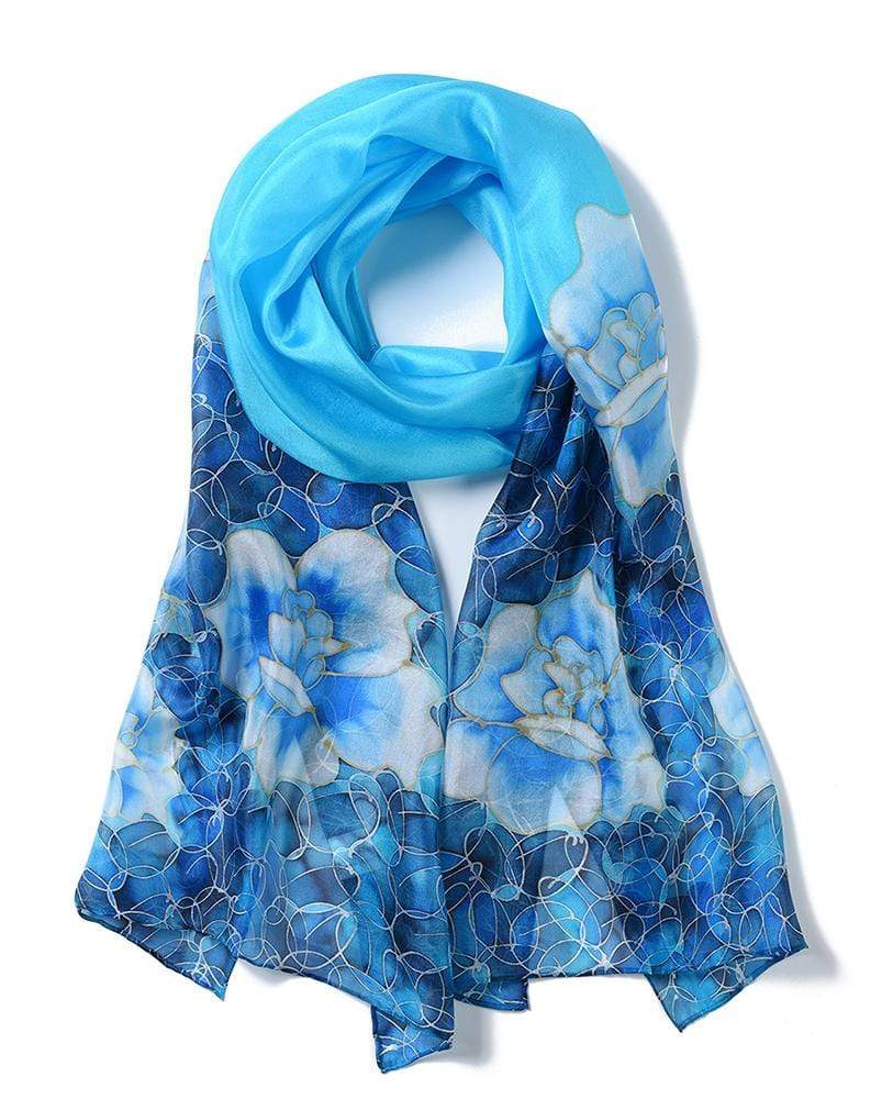 Hand Painted Silk Scarf for Women; Silk neck scarves - Mono Flowers –  Invisible World US