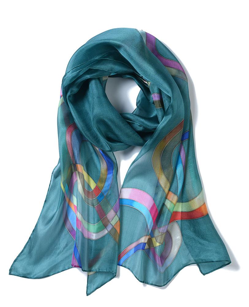 Invisible World Silk Scarves Long Hand Painted Silk Scarf - Ribbons