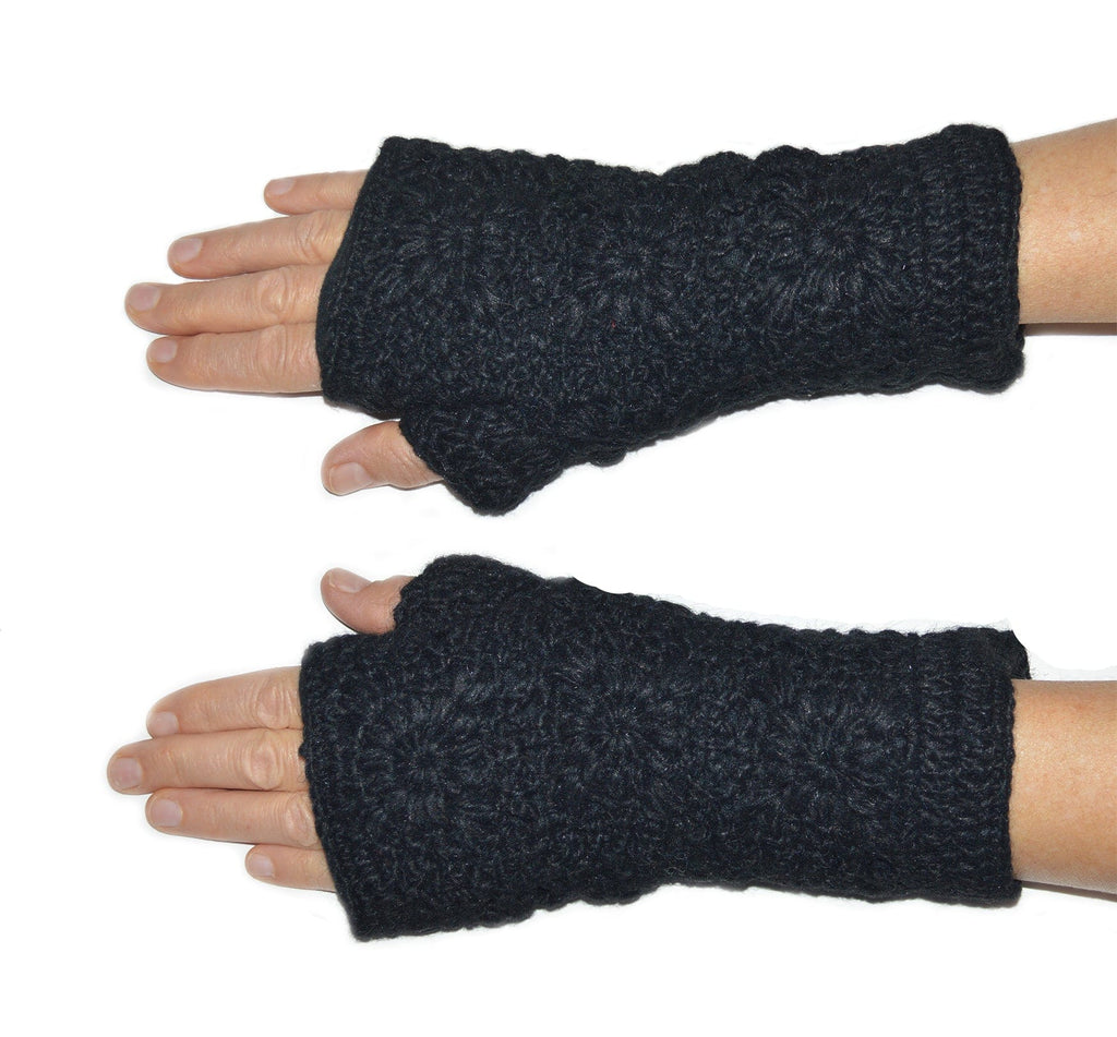 Invisible World Discontinued Nepalese Merino Wool Crochet Fingerless Gloves