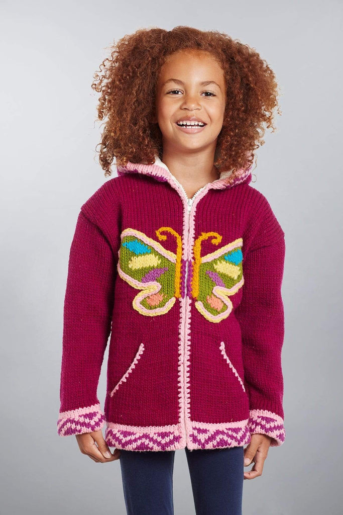 Invisible World Kids Sweaters Otavalo Kid's Sweater Coat Butterfly