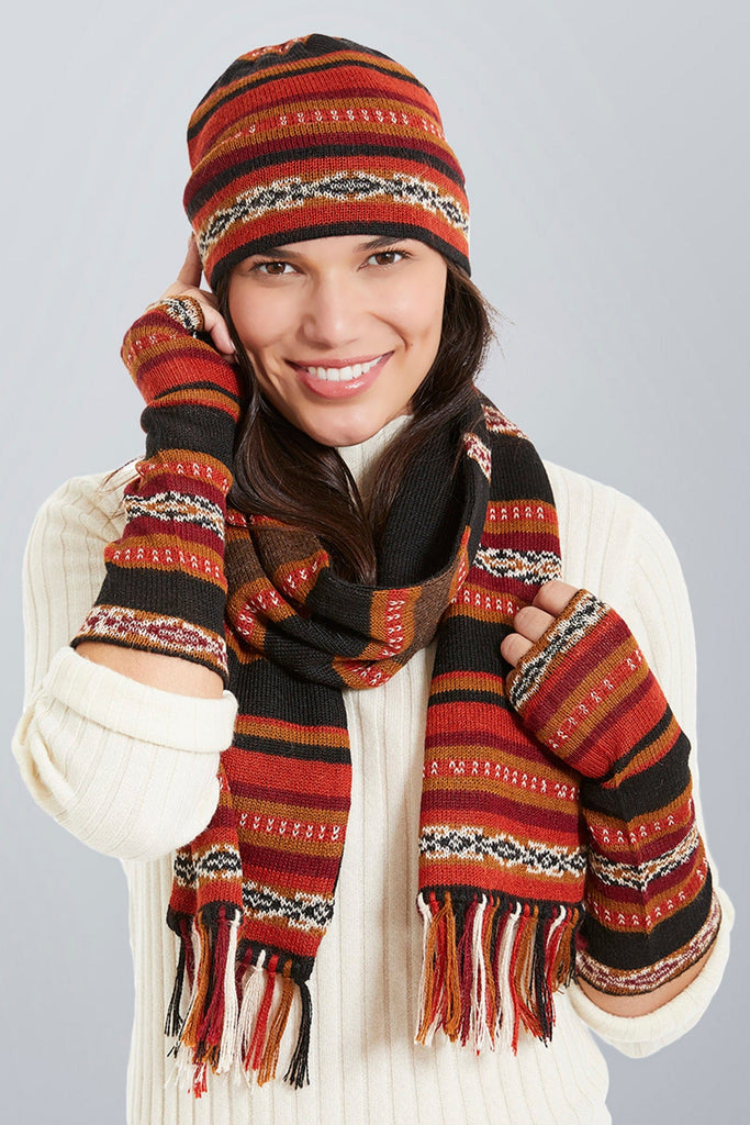 Invisible World Hat Glove Scarf Set Potosi Alpaca Hat, Scarf and Gloves Set