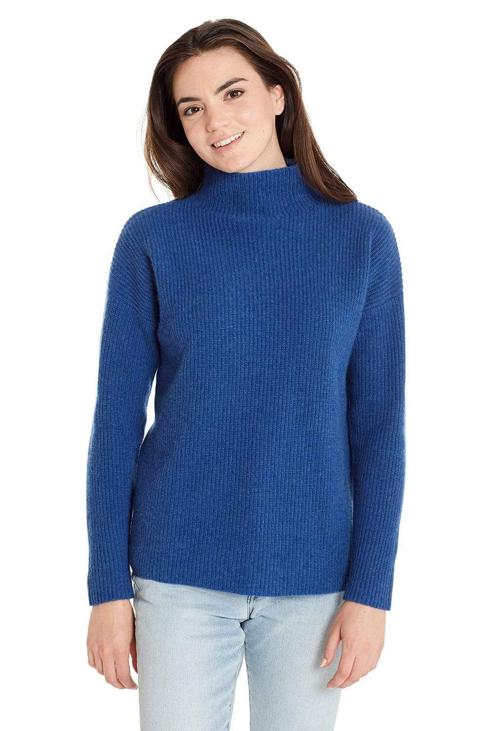 Women's Premium Cashmere Sweater - Thick Mock Turtleneck Pullover