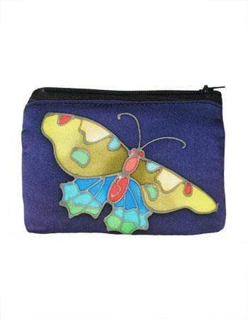 Invisible World Change Purse Purple Hand-Painted Silk Change Purse - Butterfly