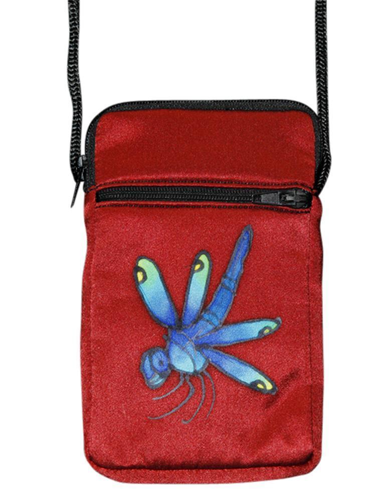 Invisible World Cell phone bag Russet Hand-Painted Silk Cell Phone Mini-Purse - Dragonfly