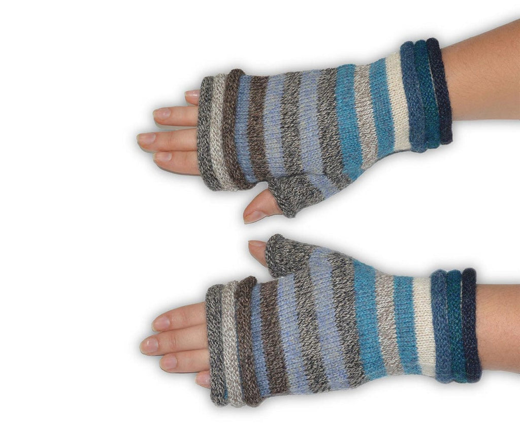 Invisible World Fingerless Gloves Striper Women's Fingerless Baby Alpaca Gloves