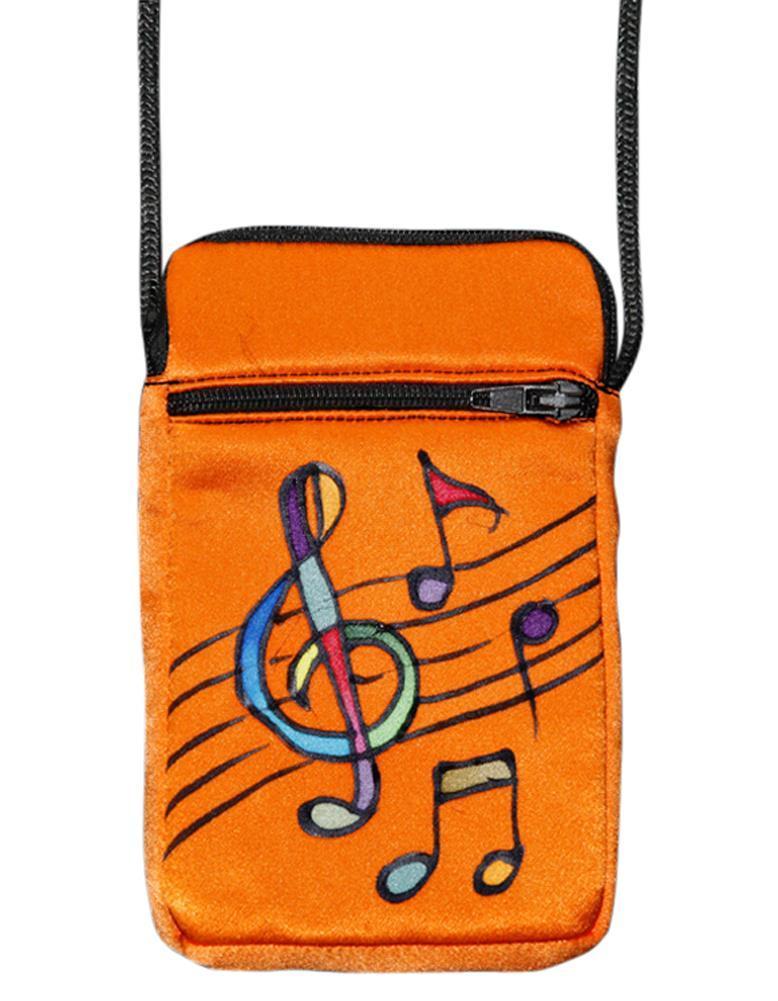 Invisible World Cell phone bag Tangerine Hand-Painted Silk Cell Phone Mini-Purse - Music