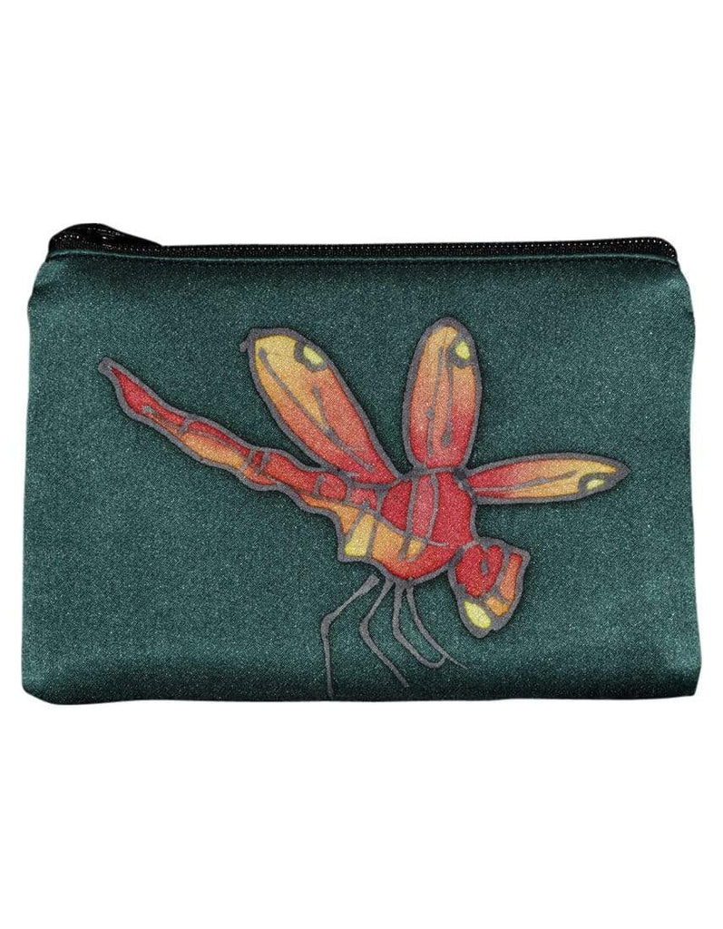 Invisible World Change Purse Teal Hand-Painted Silk Change Purse -Dragonfly