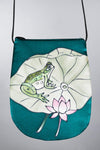 Invisible World Perfume Bags Teal Hand Painted Silk Perfume Bag - Frog