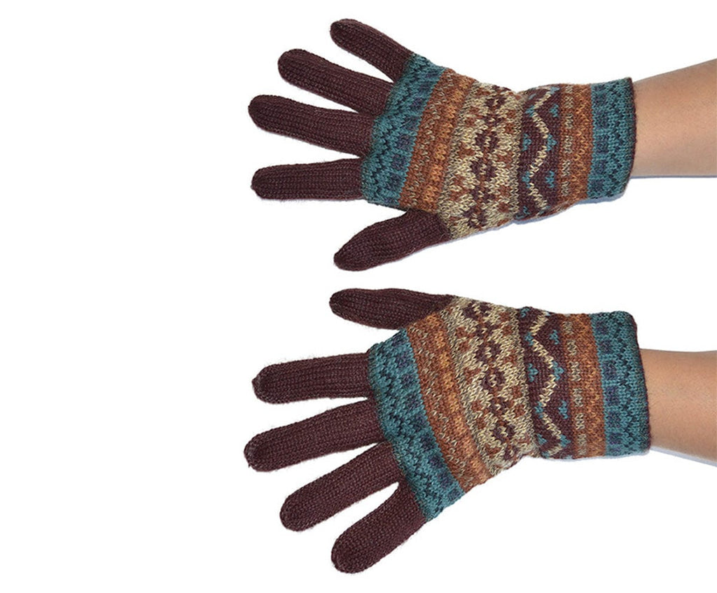 Invisible World Gloves Women's Full-Fingered Alpaca Gloves for Winter