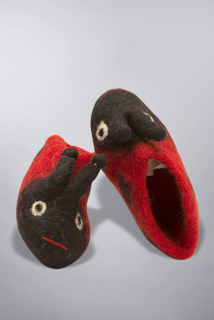 Invisible World Kids Slippers Wool Felt Baby and Kids' Slippers - Ladybug