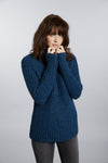 ITV Women's Alpaca Pullover Blue Green / X-Small Brushed Baby Alpaca Turtleneck Sweater for Women