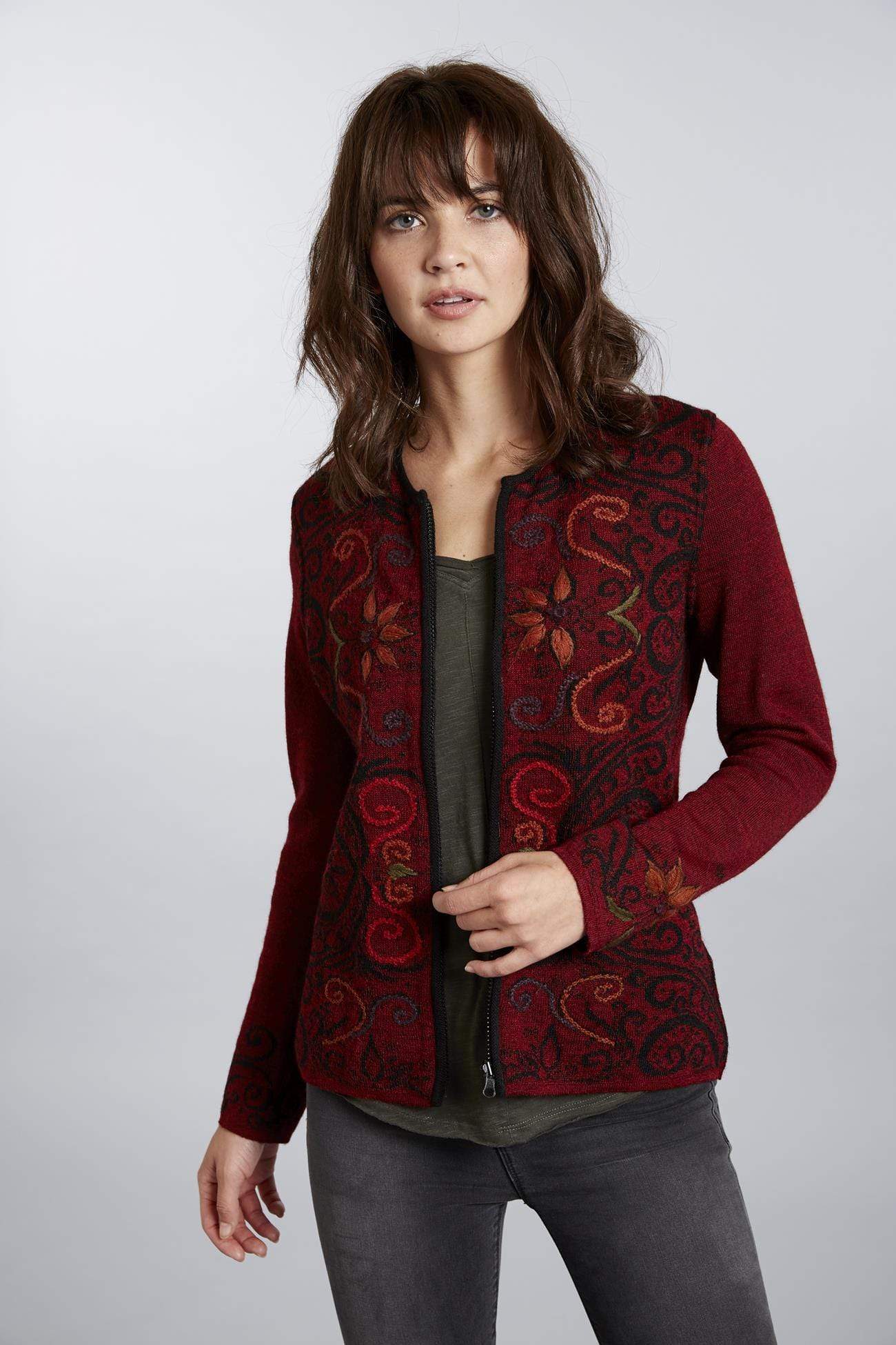 Arabesque Reversible Women's Baby Alpaca Sweater Embroidered