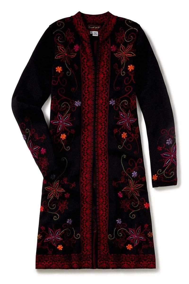 Embroidered on sale sweater coat