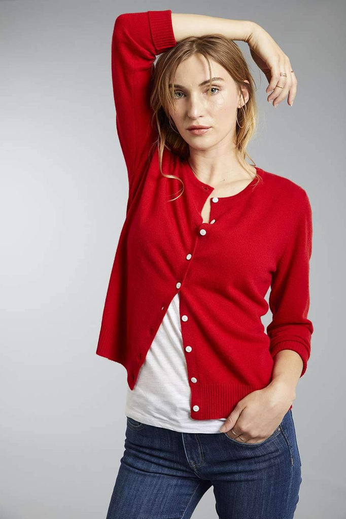 Women's Cashmere Cardigan Sweater - Button Up Little Cardigan ...